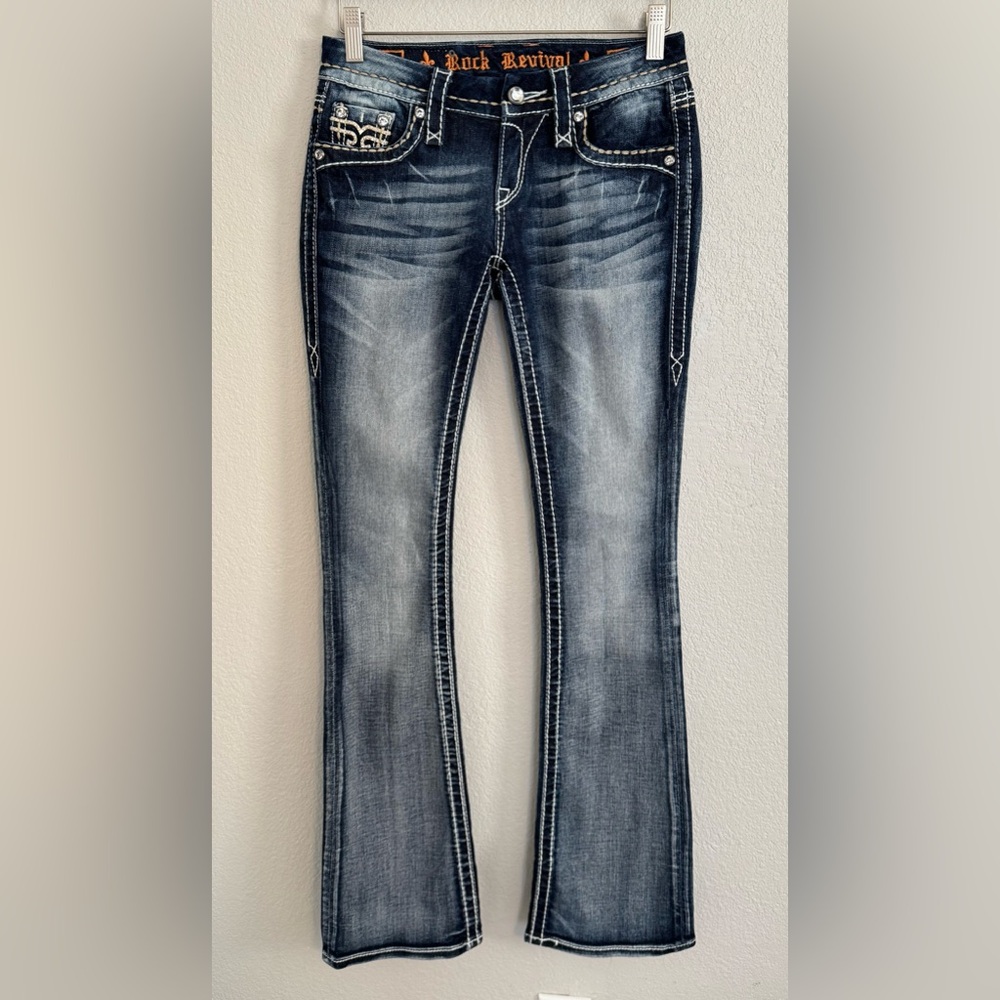 Rock Revival Cloven Bootcut Dark Denim Jeans Y2K Style